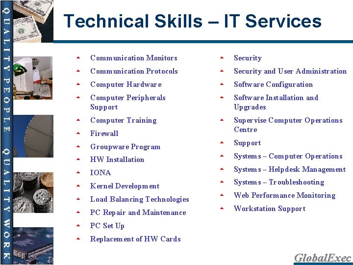 Technical Skills – IT Services 5 Communication Monitors 5 Security 5 Communication Protocols 5