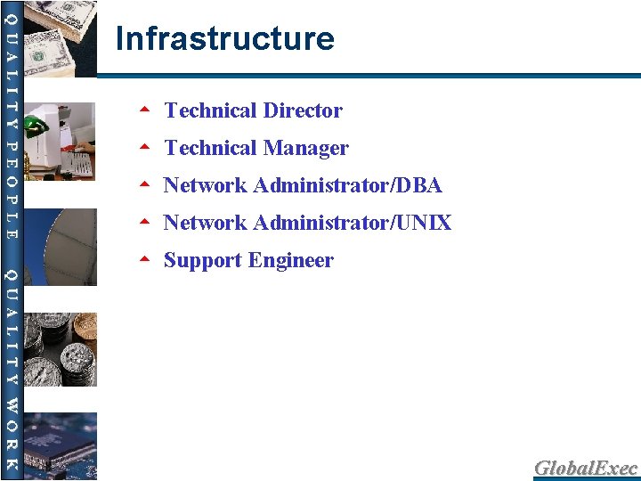 Infrastructure 5 Technical Director 5 Technical Manager 5 Network Administrator/DBA 5 Network Administrator/UNIX 5