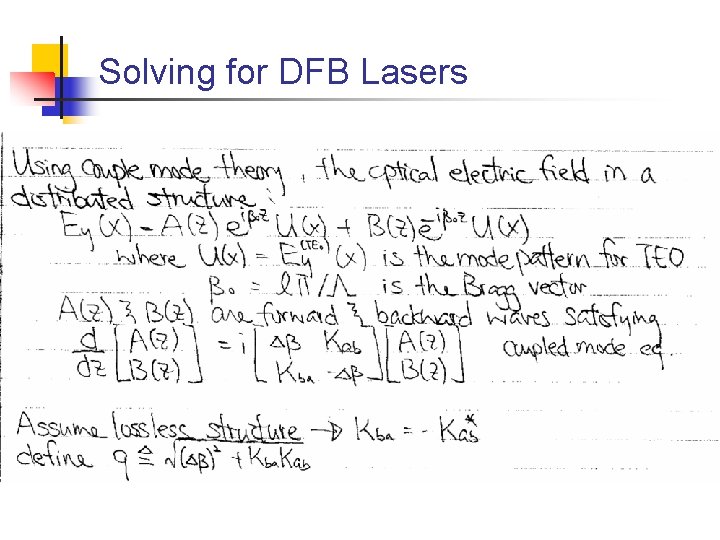 Solving for DFB Lasers 