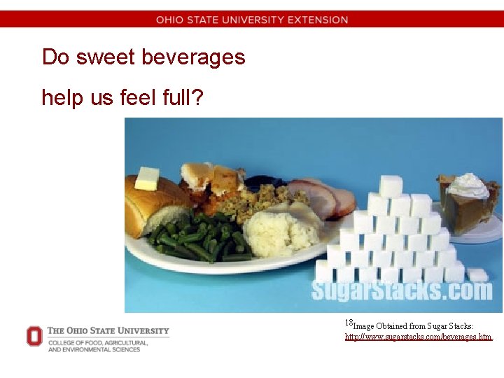 Do sweet beverages help us feel full? 18 Image Obtained from Sugar Stacks: http: