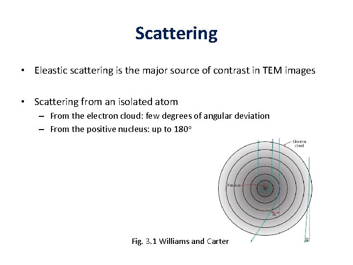 Scattering • Eleastic scattering is the major source of contrast in TEM images •