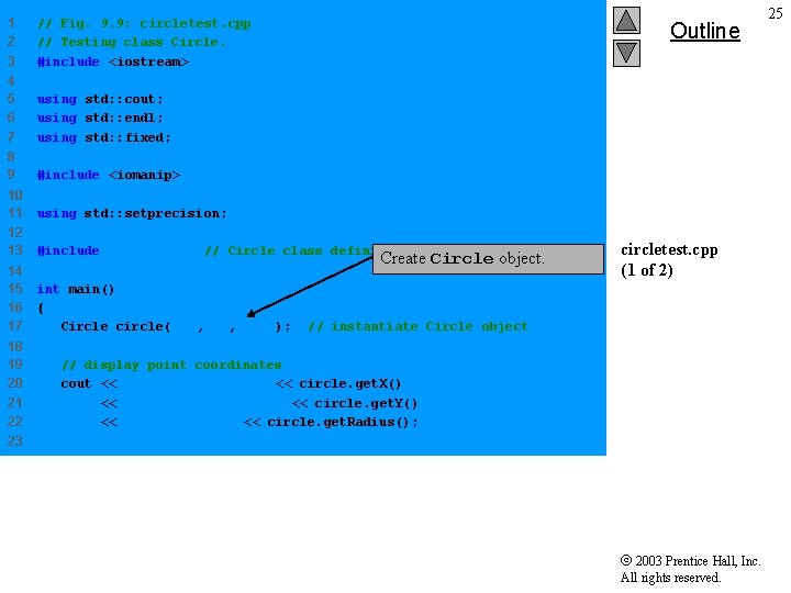 1 2 3 // Fig. 9. 9: circletest. cpp // Testing class Circle. #include 1 2 3 // Fig. 9. 9: circletest. cpp // Testing class Circle. #include
