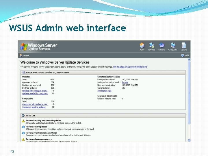 WSUS Admin web interface 23 