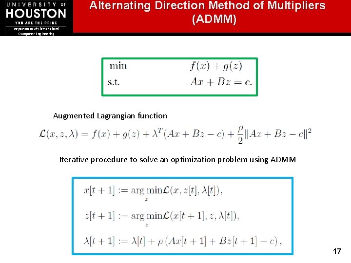 Alternating Direction Method of Multipliers (ADMM) Department of Electrical and Computer Engineering Augmented Lagrangian