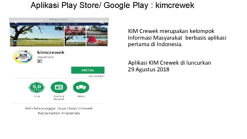 Aplikasi Play Store/ Google Play : kimcrewek KIM Crewek merupakan kelompok Informasi Masyarakat berbasis