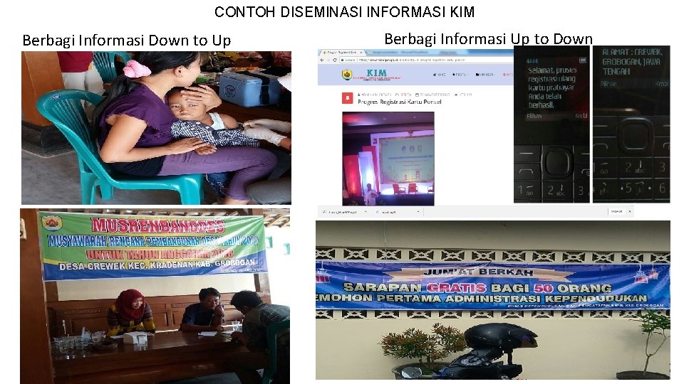 CONTOH DISEMINASI INFORMASI KIM Berbagi Informasi Down to Up Berbagi Informasi Up to Down