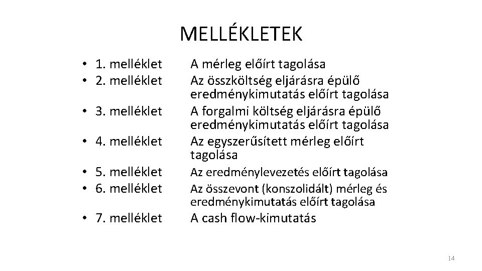 MELLÉKLETEK • 1. melléklet • 2. melléklet • 3. melléklet • 4. melléklet •