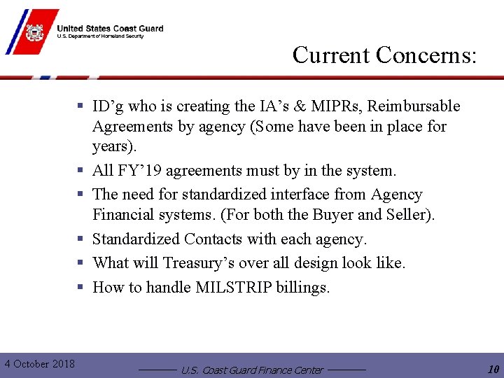 Current Concerns: § ID’g who is creating the IA’s & MIPRs, Reimbursable Agreements by