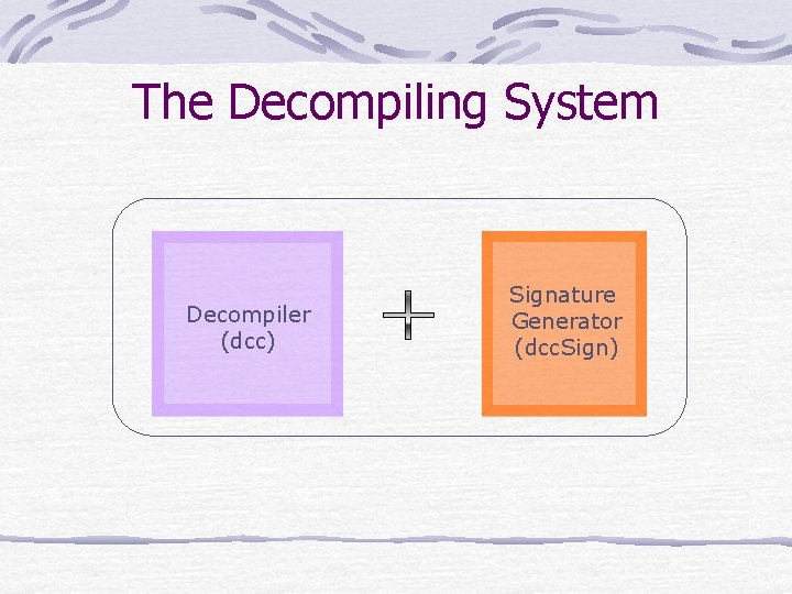 The Decompiling System Decompiler (dcc) Signature Generator (dcc. Sign) 