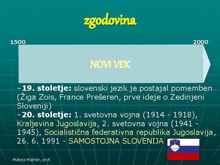 zgodovina 1500 2000 NOVI VEK – 19. stoletje: slovenski jezik je postajal pomemben (Žiga