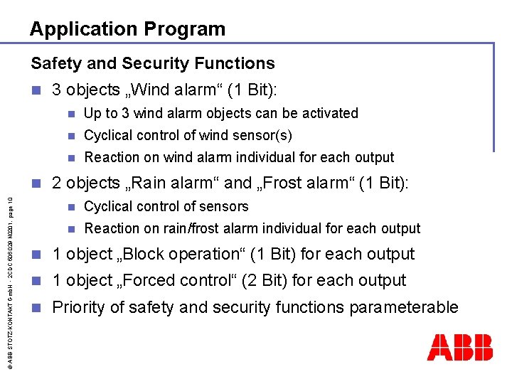 Application Program Safety and Security Functions n © ABB STOTZ-KONTAKT Gmb. H - 2