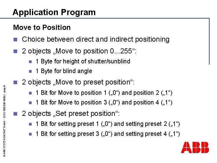 Application Program © ABB STOTZ-KONTAKT Gmb. H - 2 CDC 506 029 N 0201,