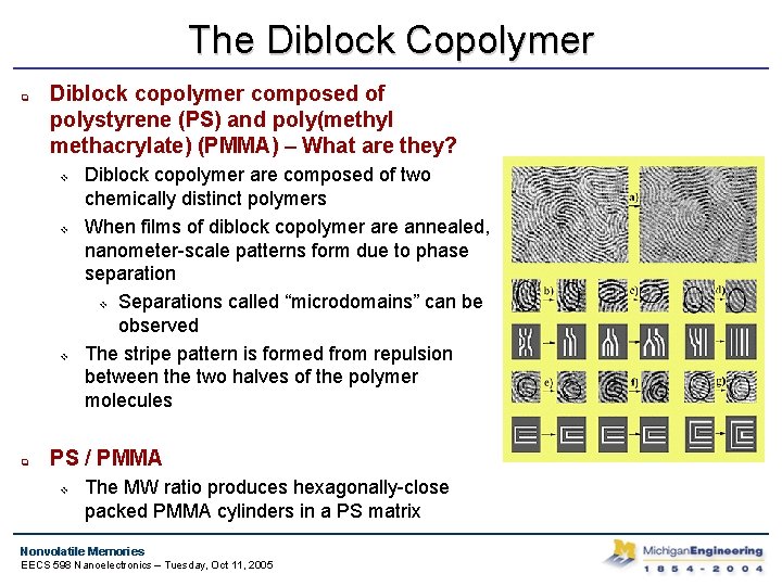 The Diblock Copolymer q Diblock copolymer composed of polystyrene (PS) and poly(methyl methacrylate) (PMMA)