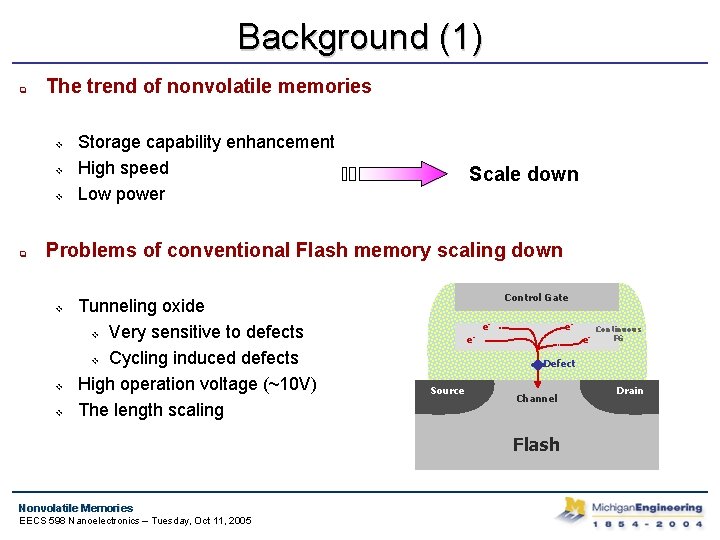 Background (1) q The trend of nonvolatile memories v v v q Storage capability