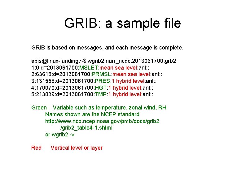 GRIB: a sample file GRIB is based on messages, and each message is complete.