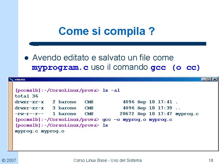 Come si compila ? l Avendo editato e salvato un file come myprogram. c