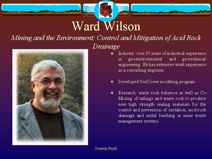 Ward Wilson Mining and the Environment; Control and Mitigation of Acid Rock Drainage v