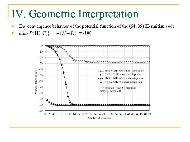 IV. Geometric Interpretation n n The convergence behavior of the potential function of the