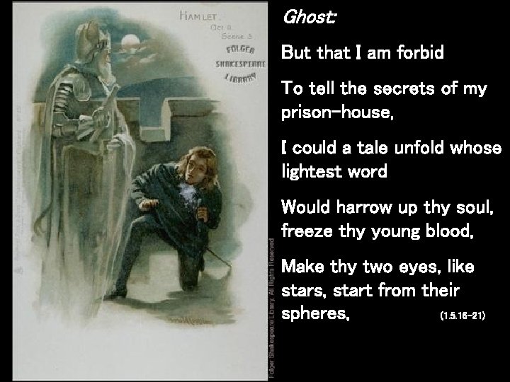 Ghost: But that I am forbid To tell the secrets of my prison-house, I