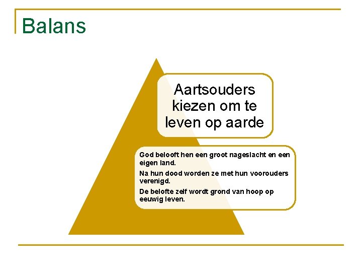 Balans Aartsouders kiezen om te leven op aarde God belooft hen een groot nageslacht