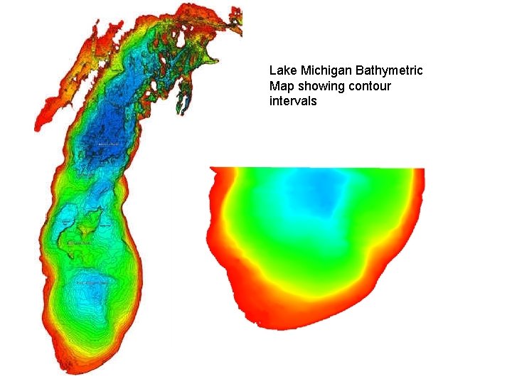 Lake Michigan Bathymetric Map showing contour intervals 