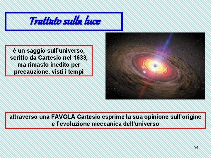 Trattato sulla luce è un saggio sull’universo, scritto da Cartesio nel 1633, ma rimasto