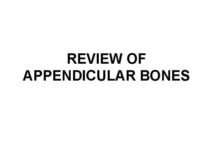 REVIEW OF APPENDICULAR BONES 