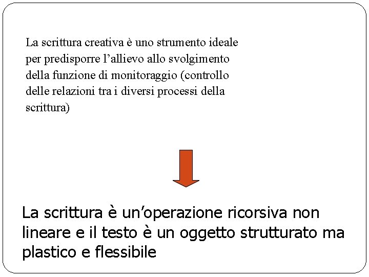La scrittura creativa è uno strumento ideale per predisporre l’allievo allo svolgimento della funzione