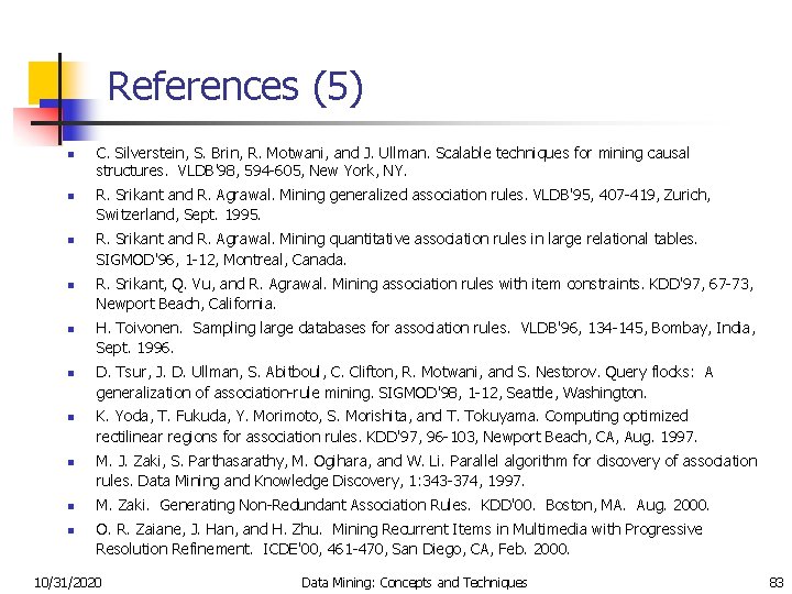 References (5) n n n n n C. Silverstein, S. Brin, R. Motwani, and