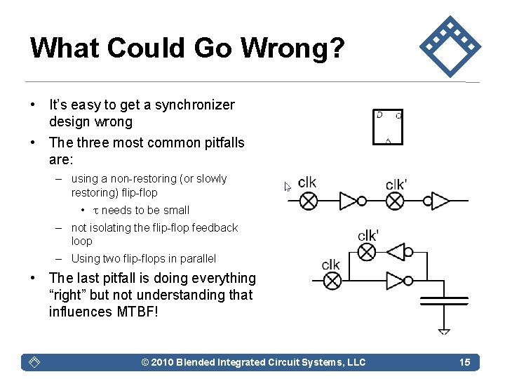 What Could Go Wrong? • It’s easy to get a synchronizer design wrong •