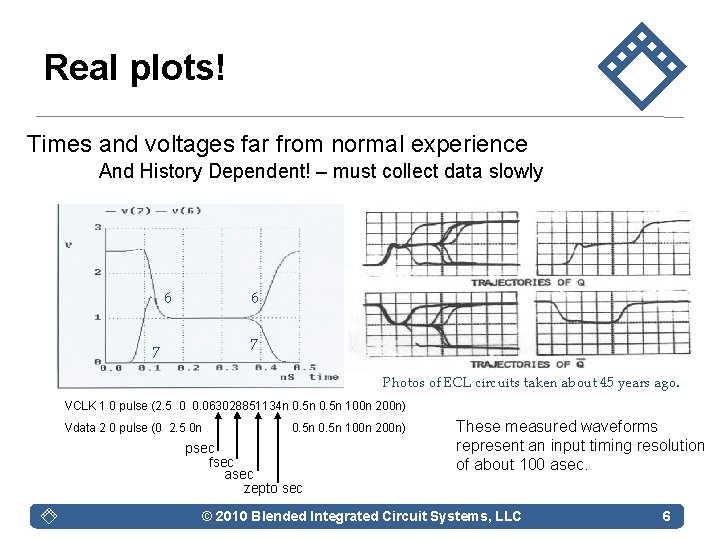 Real plots! Times and voltages far from normal experience And History Dependent! – must