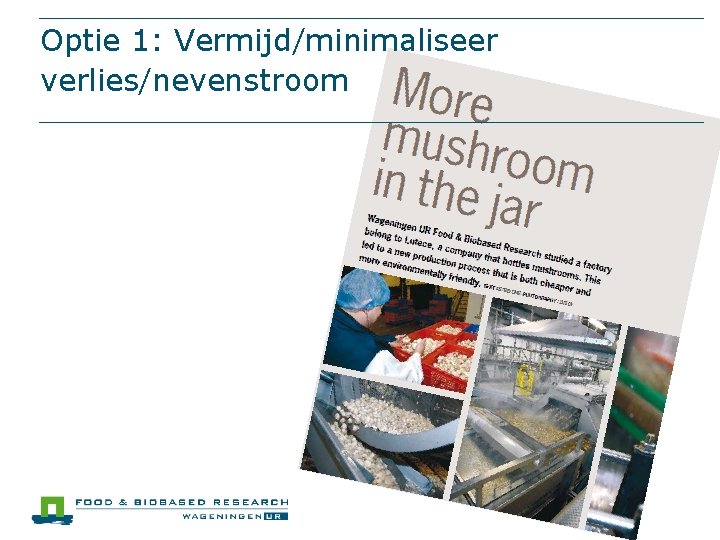 Optie 1: Vermijd/minimaliseer verlies/nevenstroom 