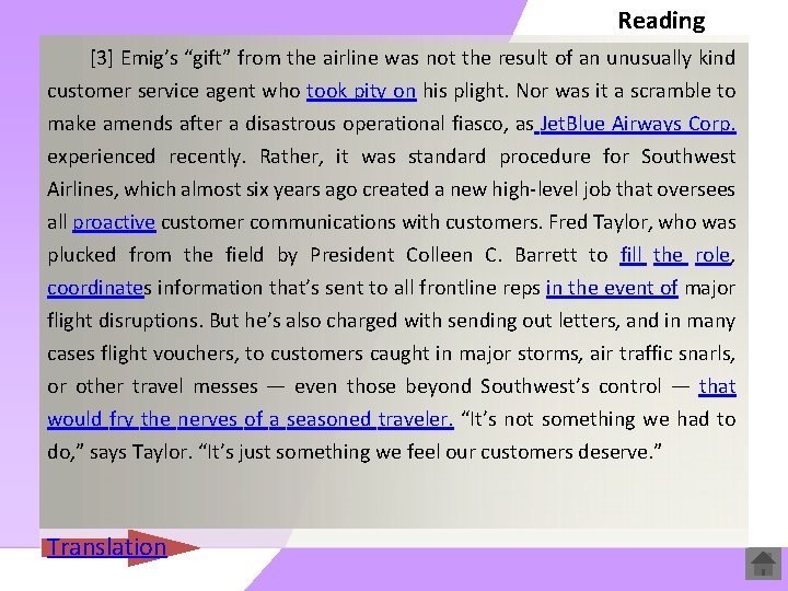 Reading [3] Emig’s “gift” from the airline was not the result of an unusually
