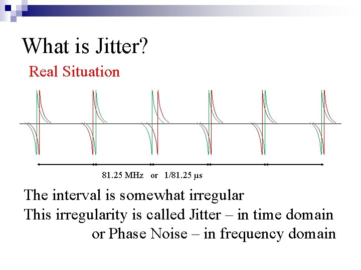 What is Jitter? Real Situation 81. 25 MHz or 1/81. 25 µs The interval