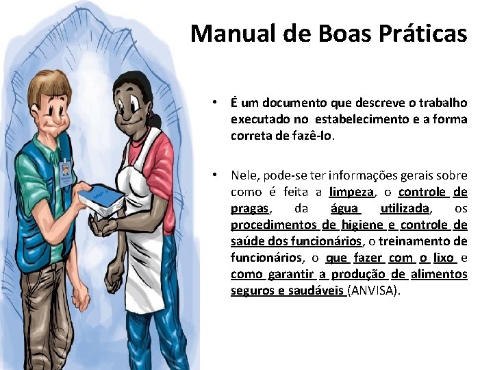 Manual de Boas Práticas • É um documento que descreve o trabalho executado no