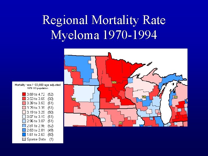 Regional Mortality Rate Myeloma 1970 -1994 
