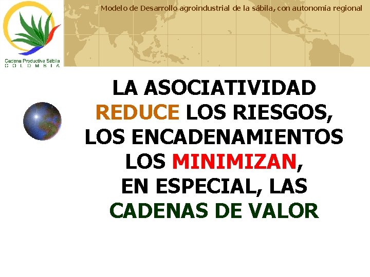 Modelo de Desarrollo agroindustrial de la sábila, con autonomía regional LA ASOCIATIVIDAD REDUCE LOS