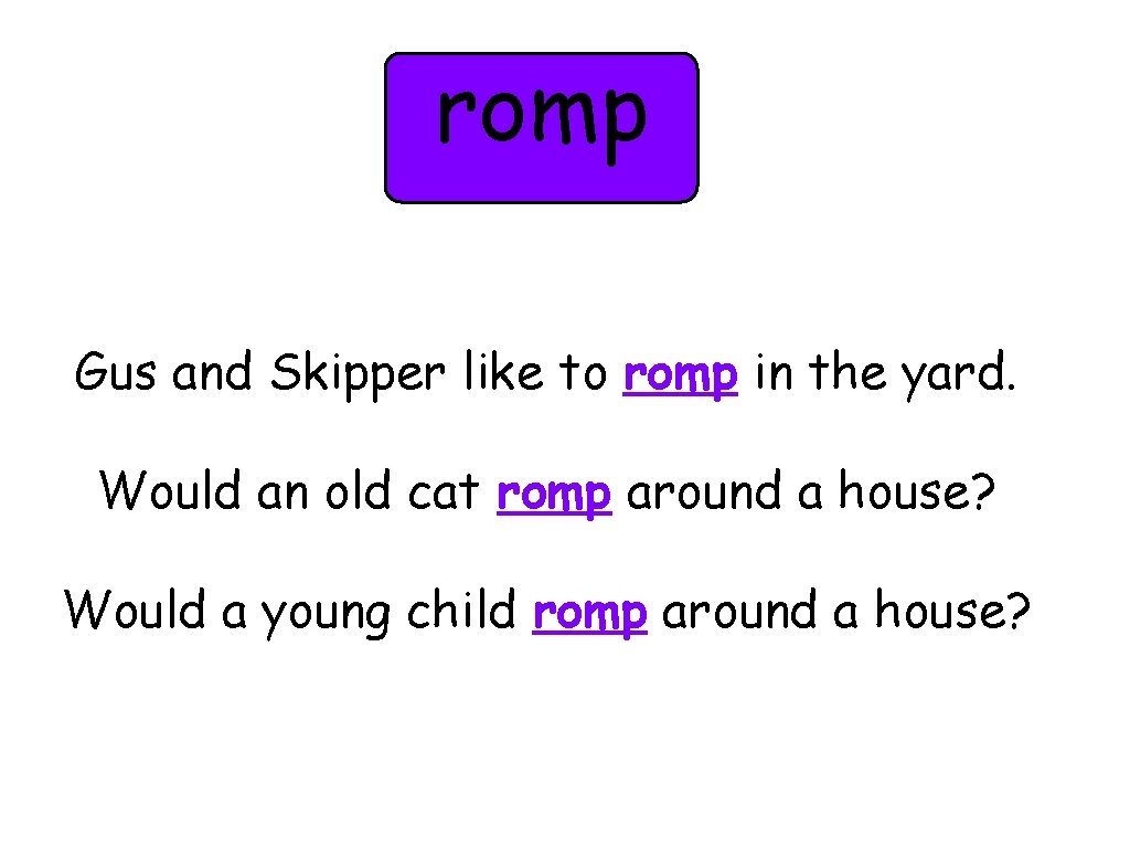 romp Gus and Skipper like to romp in the yard. Would an old cat