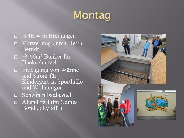 Montag BHKW in Breitungen Vorstellung durch Herrn Berndt 60 m³ Bunker für Hackschnitzel Erzeugung