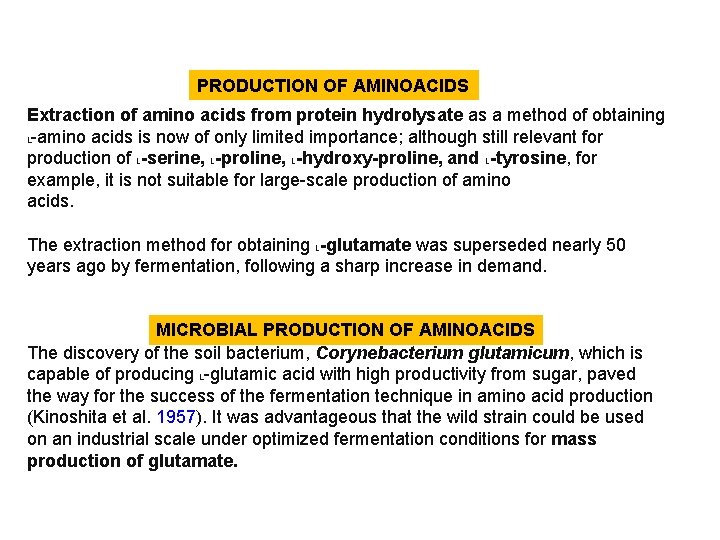 PRODUCTION OF AMINOACIDS Extraction of amino acids from protein hydrolysate as a method of