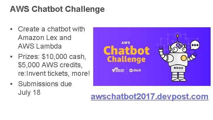 AWS Chatbot Challenge • Create a chatbot with Amazon Lex and AWS Lambda •