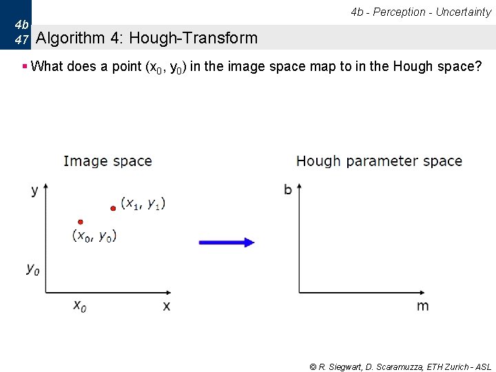 4 b - Perception - Uncertainty 4 b 47 Algorithm 4: Hough-Transform § What 4 b - Perception - Uncertainty 4 b 47 Algorithm 4: Hough-Transform § What