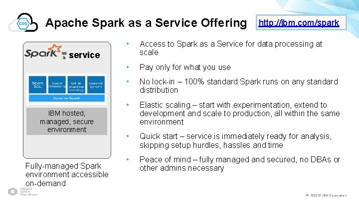 Apache Spark as a Service Offering as a • Access to Spark as a