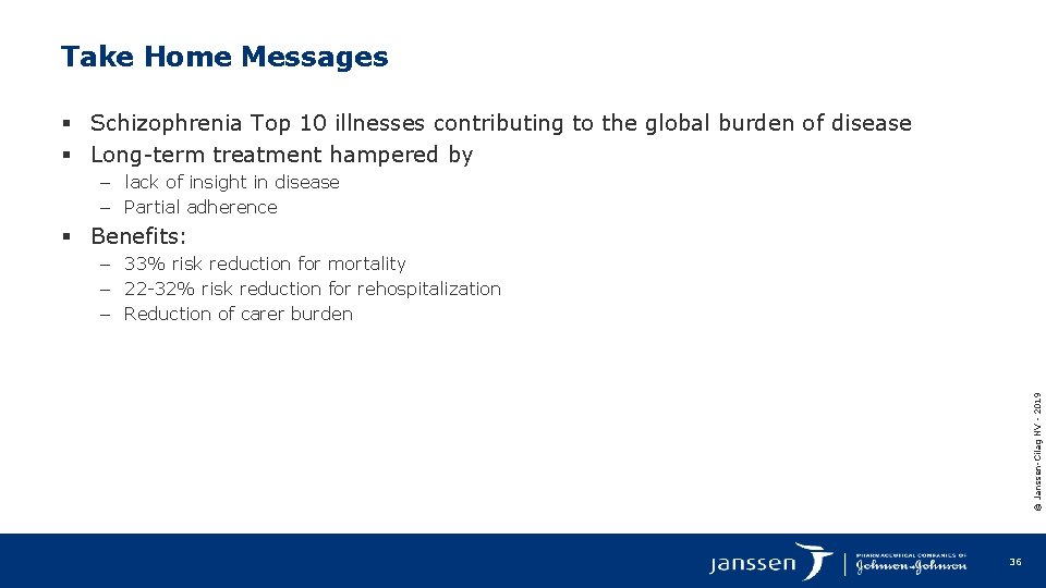 Take Home Messages § Schizophrenia Top 10 illnesses contributing to the global burden of
