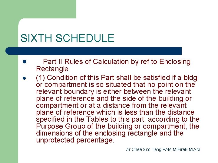 SIXTH SCHEDULE l l Part II Rules of Calculation by ref to Enclosing Rectangle