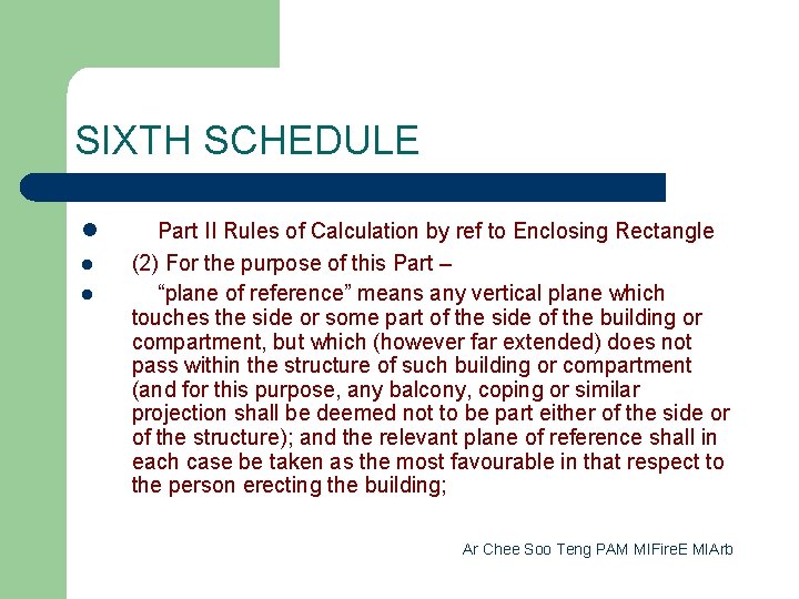 SIXTH SCHEDULE l l l Part II Rules of Calculation by ref to Enclosing