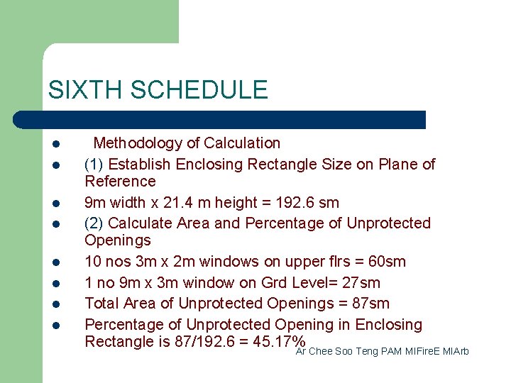 SIXTH SCHEDULE l l l l Methodology of Calculation (1) Establish Enclosing Rectangle Size