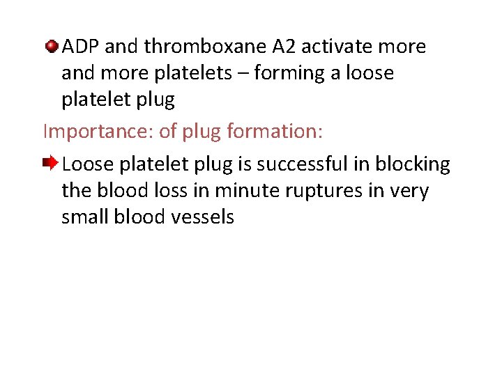 ADP and thromboxane A 2 activate more and more platelets – forming a loose ADP and thromboxane A 2 activate more and more platelets – forming a loose