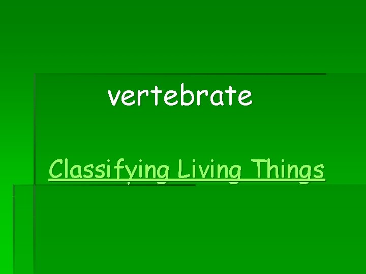 vertebrate Classifying Living Things 