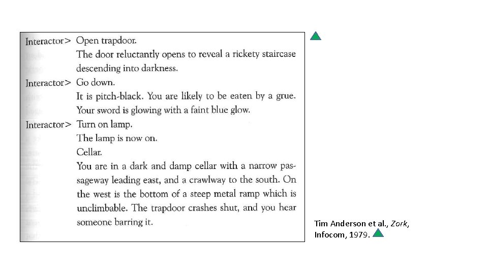 Tim Anderson et al. , Zork, Infocom, 1979. 